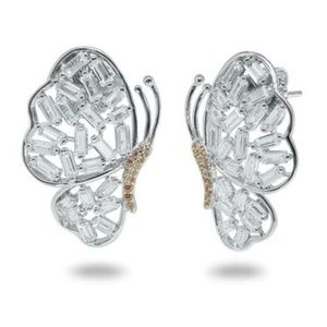Sparkling Baguette Butterfly Earrings